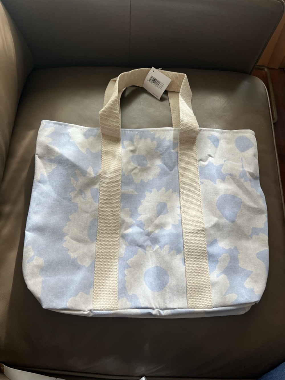 Canvas Sunflower 🌻 Tote Bag in Light Blue 💙and White 🤍